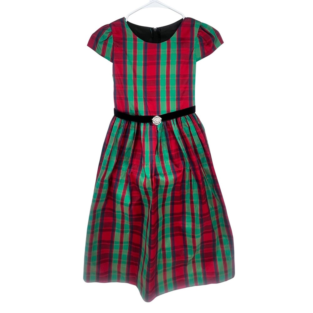 Kid's Dream Plaid Dress Girls 11/12 Red Green Holiday‎ Christmas Formal Festive